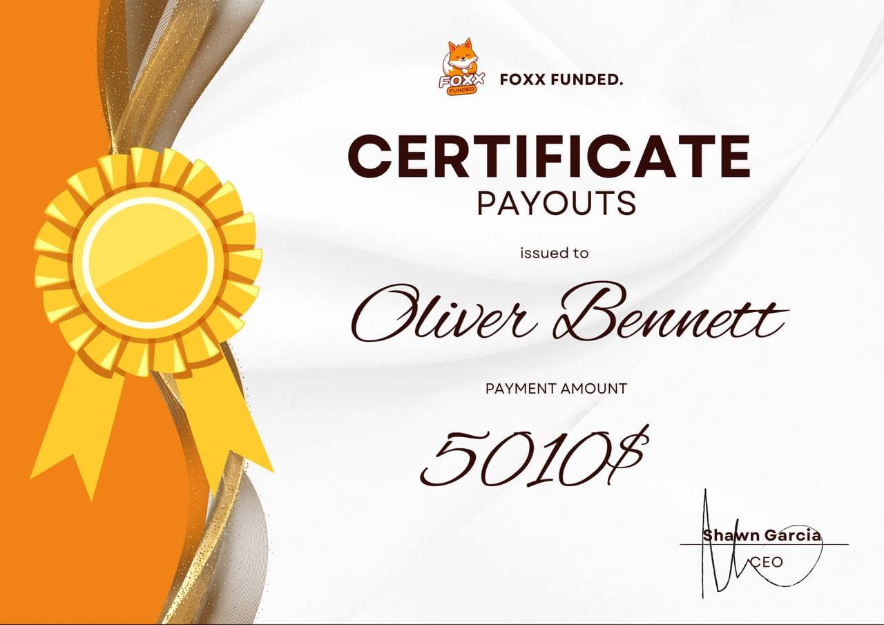 $5,010 prop-firm payout — Oliver Bennett